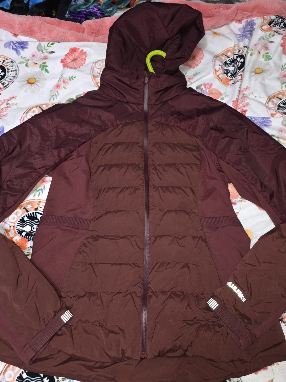 lululemon athletica Maroon/Burgundy Hooded Puffer Down For It All Jacket